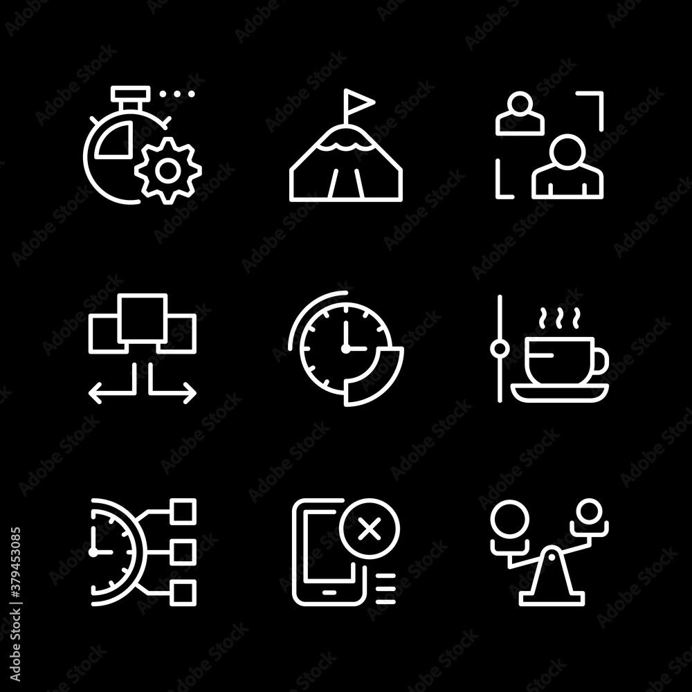 Set line icons of time management Set line icons of time management