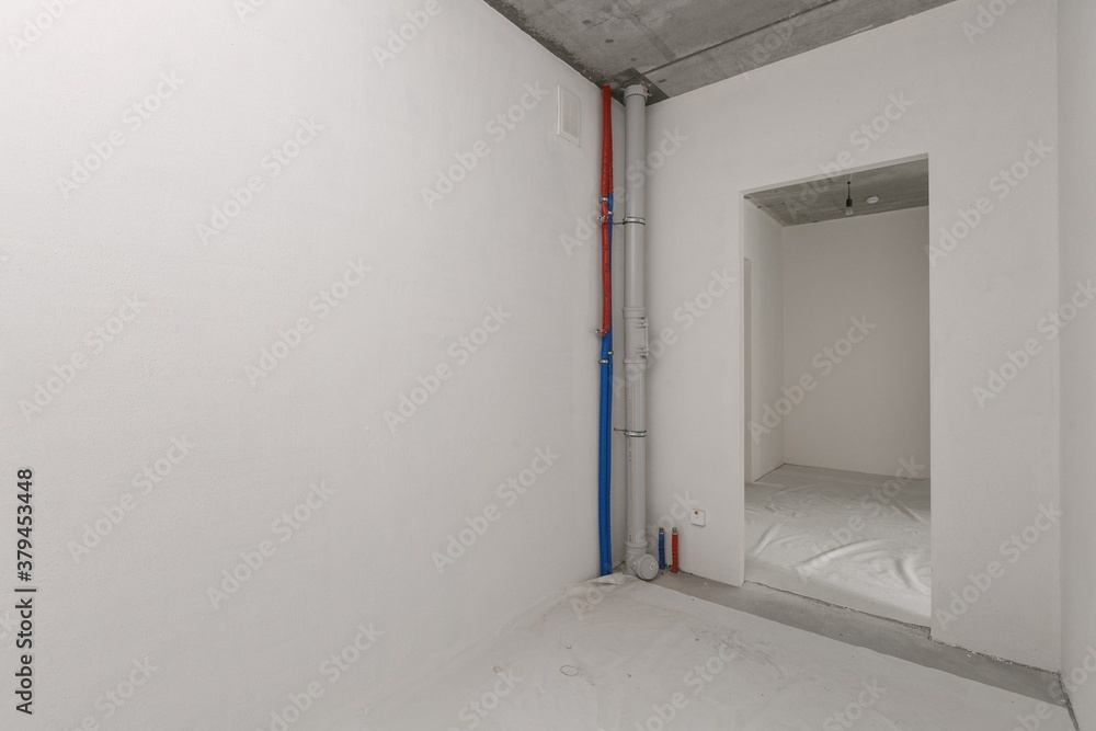 interior of the apartment without decoration in white colors interior of the apartment without decoration in white colors