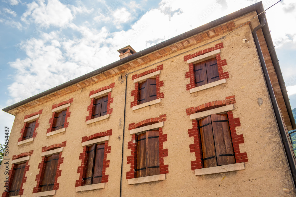 Particular house with red decoration