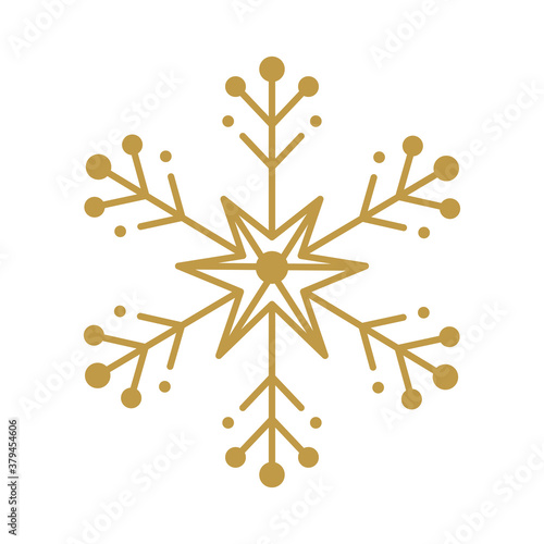merry christmas gold snowflake design, winter season and decoration theme Vector illustration