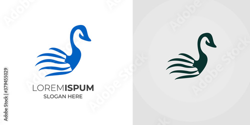 Fototapeta Naklejka Na Ścianę i Meble -  Duck logo design with half ton logo design .duck vector icon and modern design .duck monogram and minimal design 