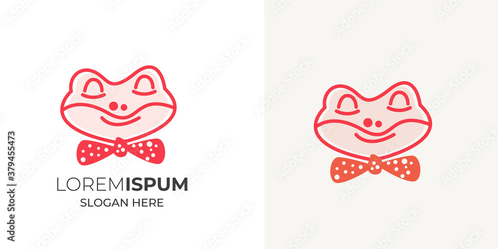 Frog head with Tie vector illustration logo design on white background .Frog logo concept. Mascot character design. Vector illustration Frog head with Tie vector illustration logo design on white background .Frog logo concept. Mascot character design. Vector illustration