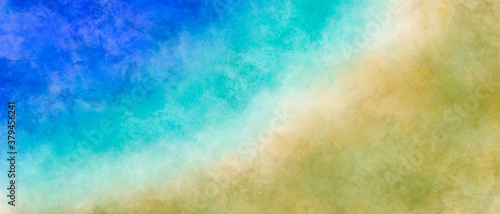 Abstract beach illustration. Blue, turquoise and brown color background