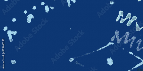 Fototapeta Naklejka Na Ścianę i Meble -  White Dirty Paper. Blue Ink Dirty Pattern. Navy