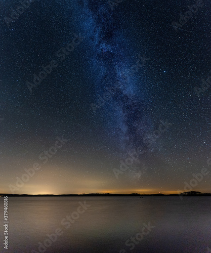 Photography Milky way over lake Saimaa