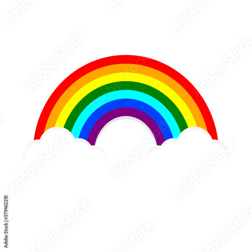 Rainbow with clouds, no background. 