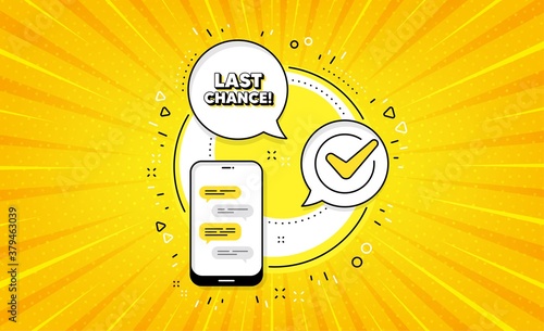 Last chance Sale. Yellow vector button with phone. Special offer price sign. Advertising Discounts symbol. Last chance line icon. Abstract yellow background. Vector