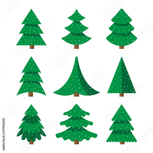 Set tree Merry Christmas Icon Isolated Vector esp 10