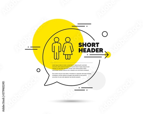 Restroom line icon. Speech bubble vector concept. WC toilet sign. Public lavatory symbol. Restroom line icon. Abstract bubble balloon badge. Vector