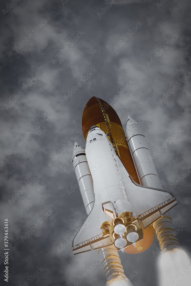 Naklejka premium Dramatic rocket launch. The elements of this image furnished by NASA.