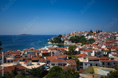 panoramic view of Skiathos town, Greece