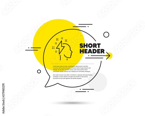 Creative brainstorming line icon. Speech bubble vector concept. Human head with lightning bolt sign. Inspiration symbol. Brainstorming line icon. Abstract bubble balloon badge. Vector