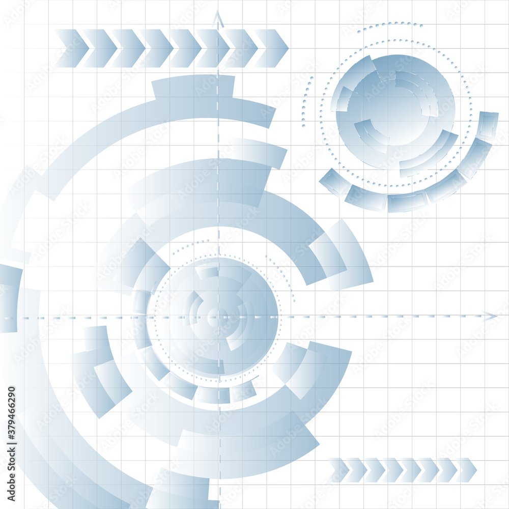 Illustration of a gear wheel. Digital telecommunications technology concept, abstraction, futuristic technology, high-tech digital technology and engineering.