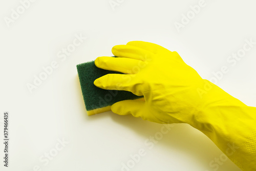 hand in glove with sponge