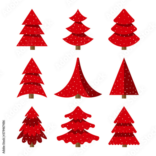 Set tree Merry Christmas Icon Isolated Vector esp 10