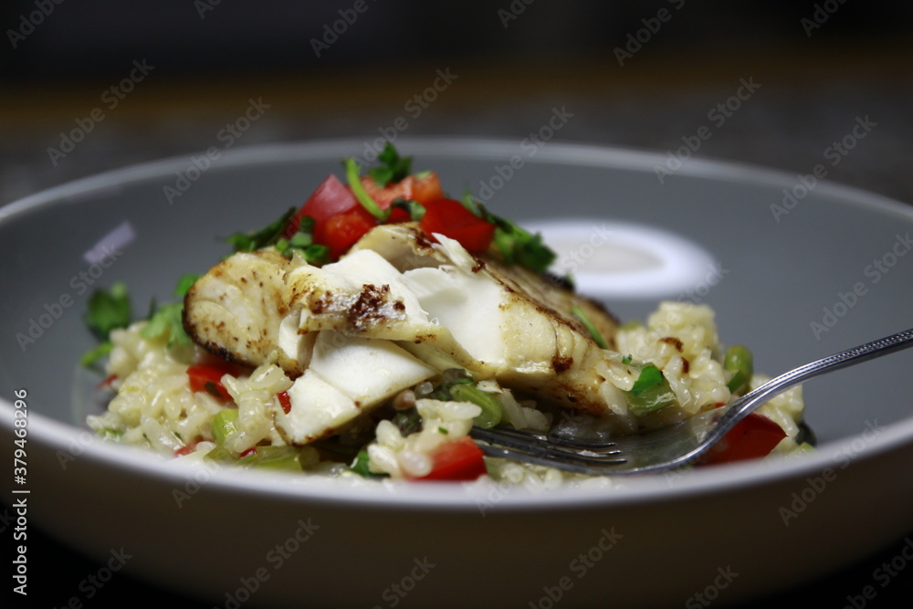 Cod Loin Risotto with asparagus & peppers Cod Loin Risotto with asparagus & peppers