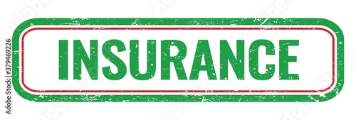 INSURANCE green grungy rectangle stamp.