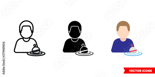 Fisherman icon of 3 types color, black and white, outline. Isolated vector sign symbol.