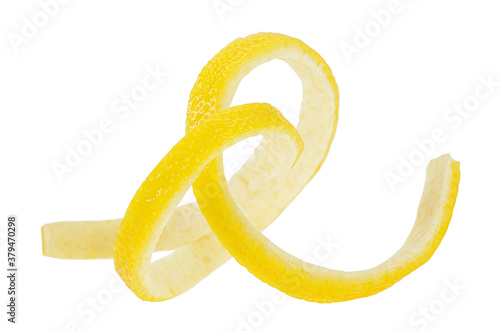 Fresh lemon peel isolated on a white background, healthy food. Vitamin C.
