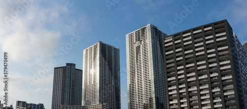 Skyscrapers and tower condominiums built in the Gulf region. Tokyo Bay Odaiba Toyosu Harumi Area Asia photo
