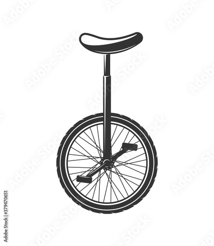 Circus unicycle bike isolated on white background