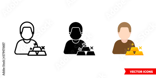 Goldsmith icon of 3 types color, black and white, outline. Isolated vector sign symbol.