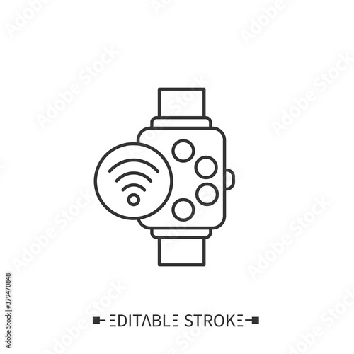Smart watch line icon. Smart modern device and accessory. NFC wristwatch. Digital smart technologies concept. Isolated vector illustration.Editable stroke