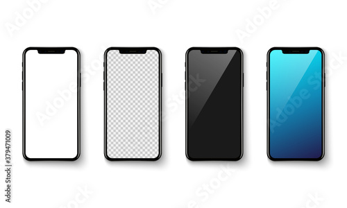 Smartphone application screen mockup isolated on white baclground, vector illustration