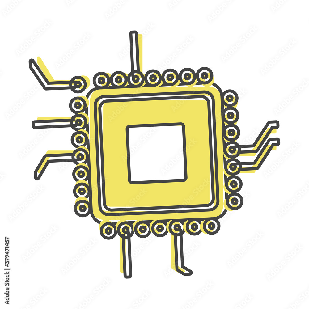 Technology vector icon. Processor IC symbol cartoon style on white isolated background. Technology vector icon. Processor IC symbol cartoon style on white isolated background.