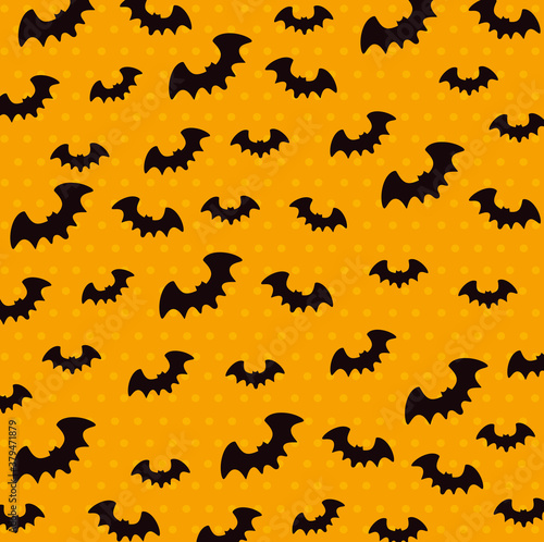 happy halloween background with bats flying vector illustration design