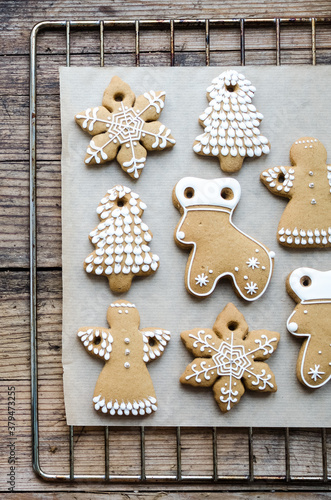 Christmas homemade gingerbread cookies decoration