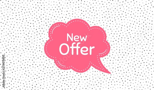 New offer. Pink speech bubble on polka dot pattern. Special price sign. Advertising Discounts symbol. Thought speech balloon on polka dot background. New offer chat think thought bubble. Vector