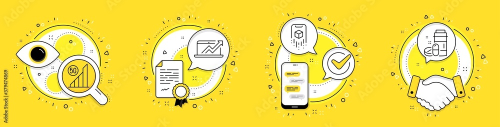 5g wifi, Sales diagram and Augmented reality line icons set. Licence ...