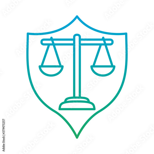 law scale in shield degraded style icondesign, justice legal judgment and judical theme Vector illustration