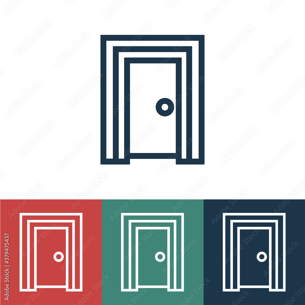 Linear vector icon with door Linear vector icon with door