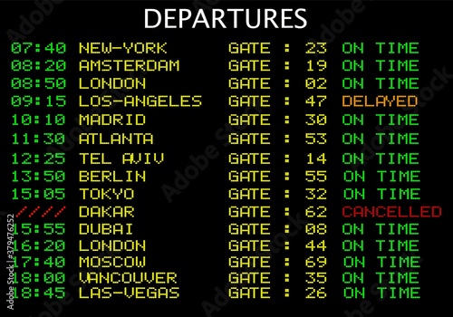 affichage aeroport departure lcd 