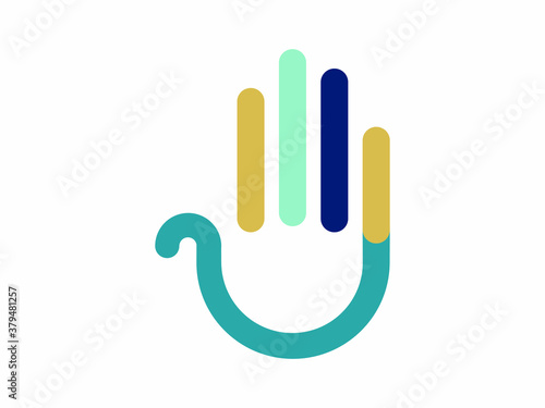 Hand stylized line logo, Hand colorful linear style logo, high five logo design