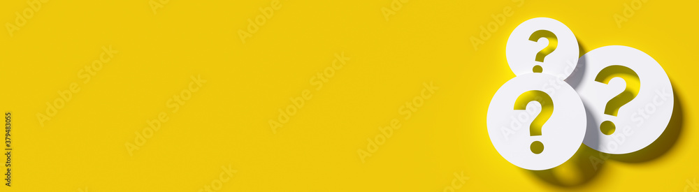 Question mark in front of a red color wall background. Business support concept - 3D Rendering. Question mark in front of a red color wall background. Business support concept - 3D Rendering.