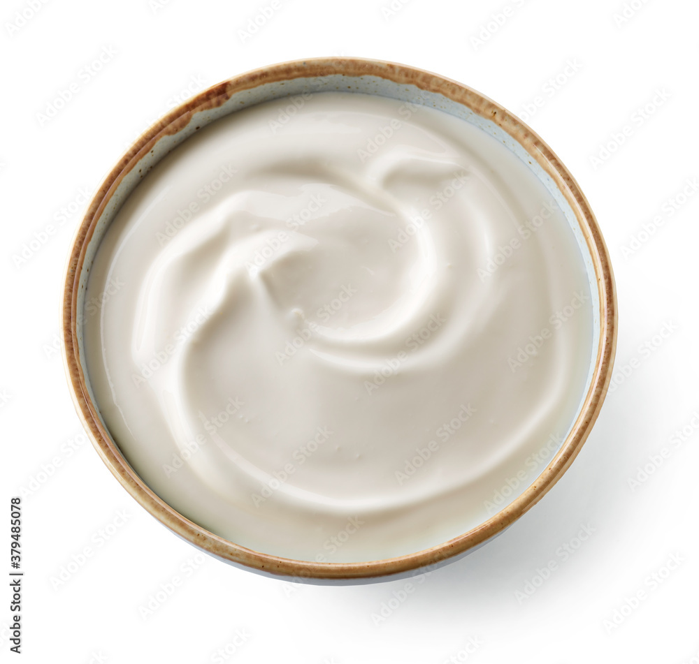 bowl of whipped yogurt cream bowl of whipped yogurt cream