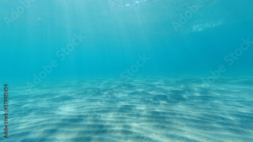 Underwater photo of famous paradise beach of Koukounaries, Skiathos island, Sporades, Greece