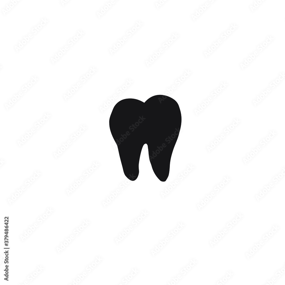 Vector hand drawn doodle tooth silhouette isolated on white background Vector hand drawn doodle tooth silhouette isolated on white background