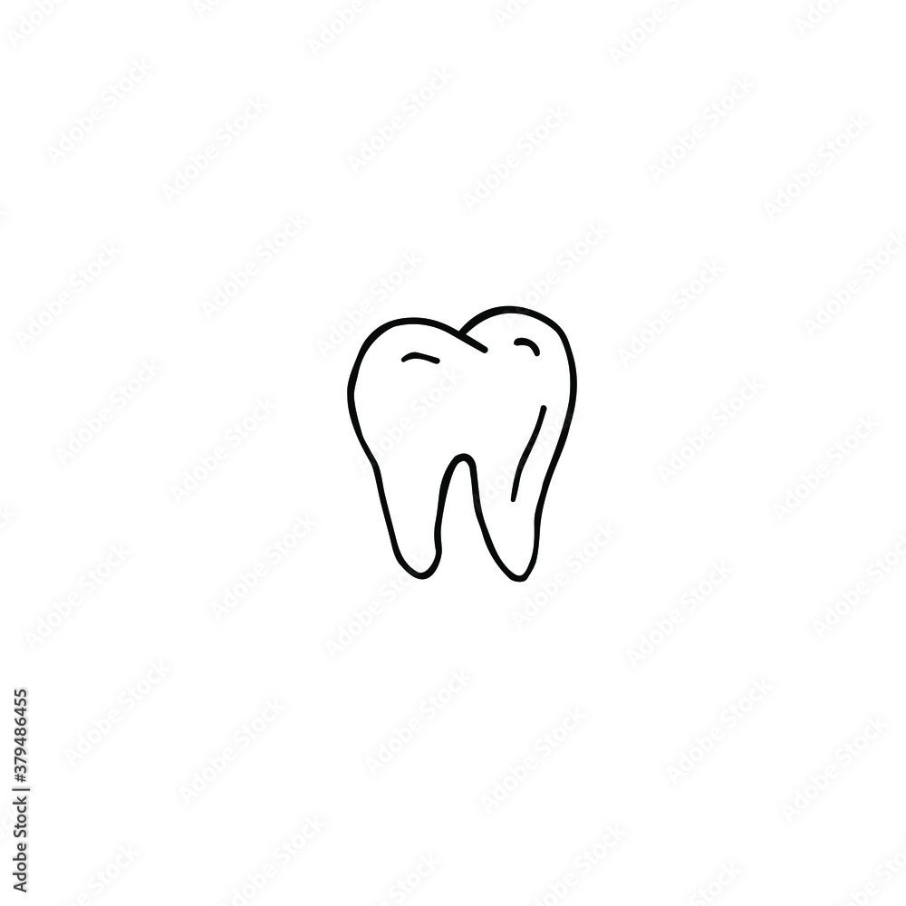 Vector hand drawn doodle sketch tooth isolated on white background Vector hand drawn doodle sketch tooth isolated on white background
