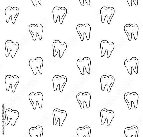 Vector seamless pattern of hand drawn doodle sketch tooth isolated on white background