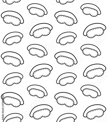 Vector seamless pattern of hand drawn doodle sketch sleeping mask isolated on white background