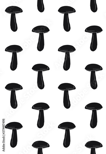 Vector seamless pattern of black hand drawn doodle sketch Orange cup boletus isolated on white background