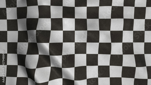 Checkered Racing flag. Racing Chequered Flag Waving in Wind. 3d rendering © Dmitry
