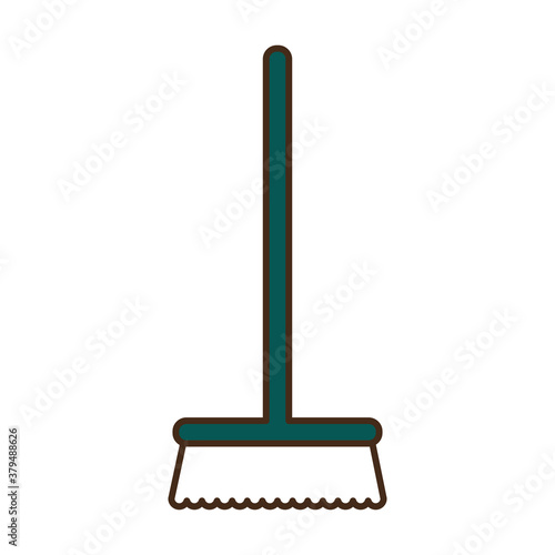 garden broom line and fill style icon vector design