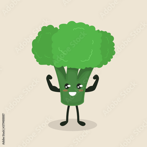 cute broccoli healthy vegetable mascot design illustration