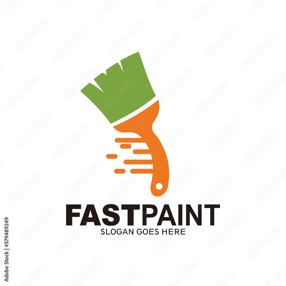Fast brush logo design. Fast paint vector logo design