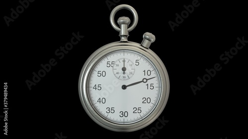 Realistic stopwatch on a black background. 3d rendering